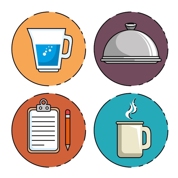 Set of restaurant icon | Premium Vector