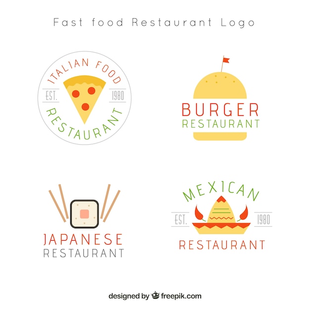 Premium Vector | Set of restaurant logos in retro style