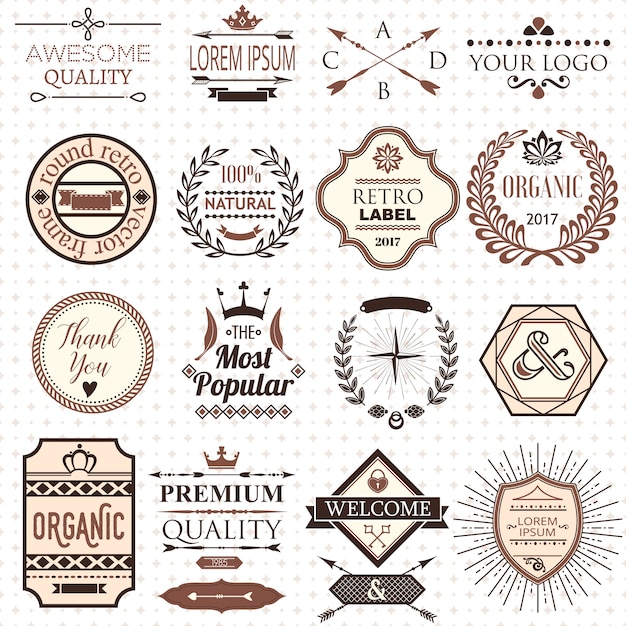 Download Set of retro design labels and elements Vector | Free Download