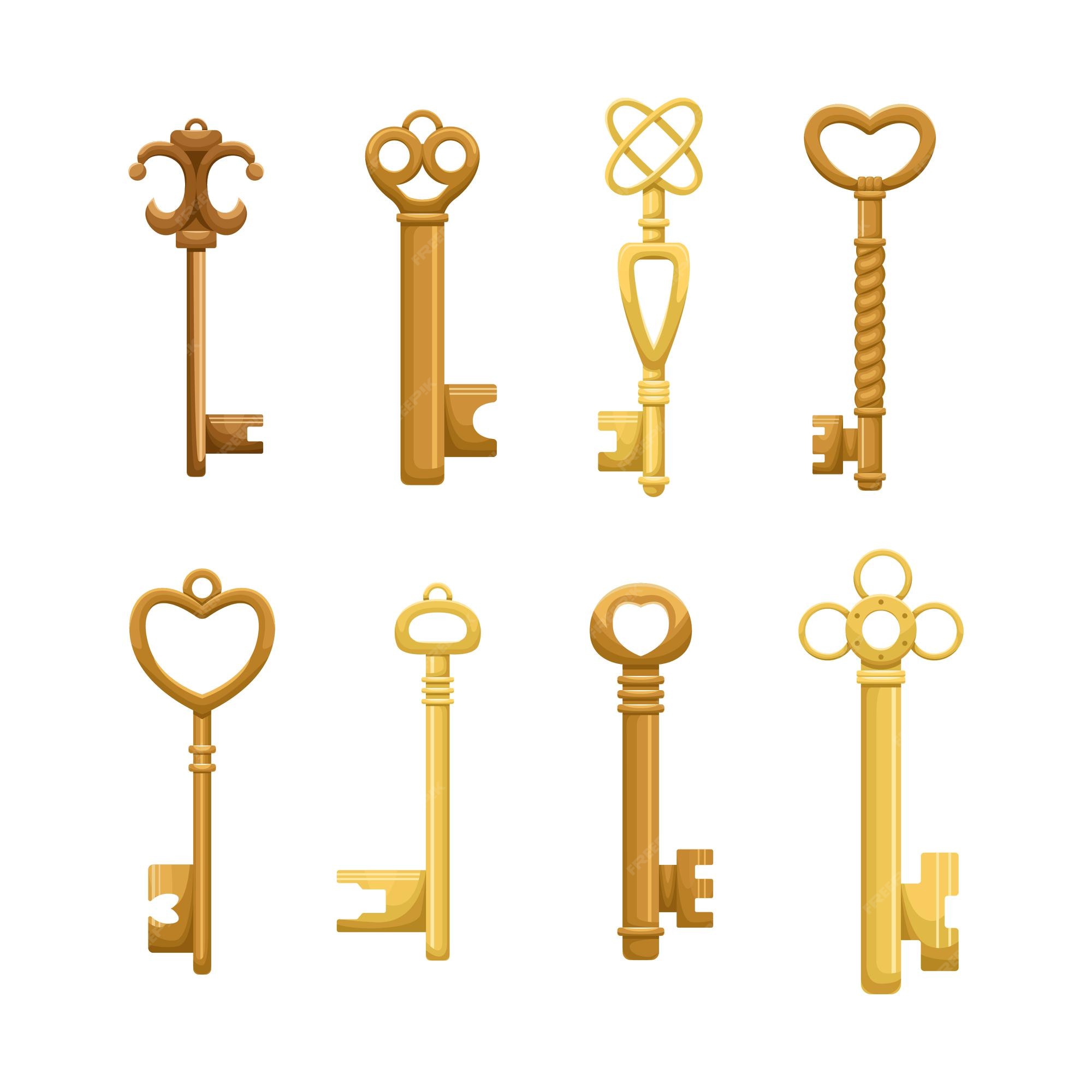 Premium Vector | Set of retro keys in flat style.