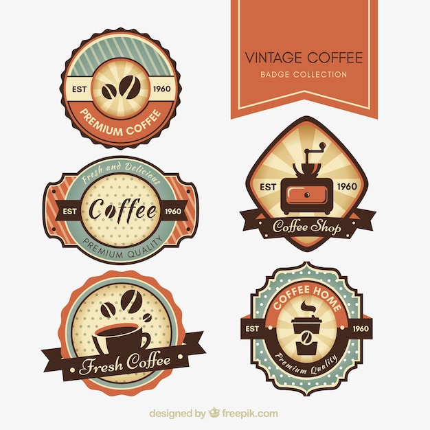 Download Free Set Of Retro Stickers For Cafeteria Free Vector Use our free logo maker to create a logo and build your brand. Put your logo on business cards, promotional products, or your website for brand visibility.