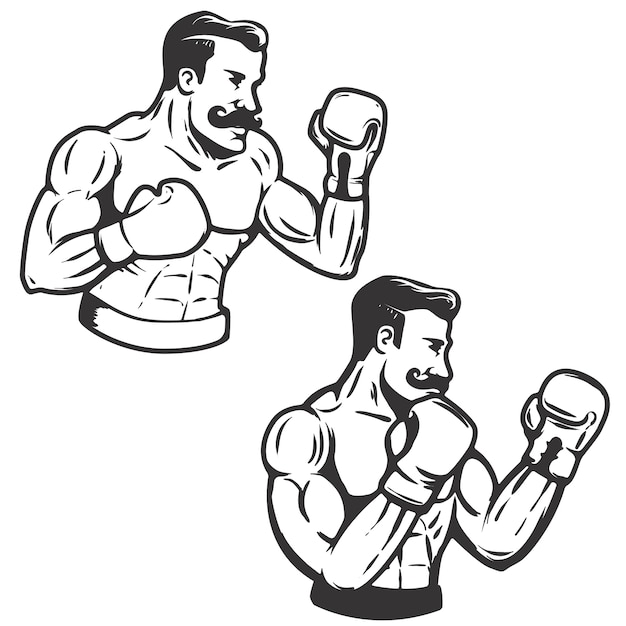 Premium Vector Set Of Retro Style Boxers Illustration Illustration
