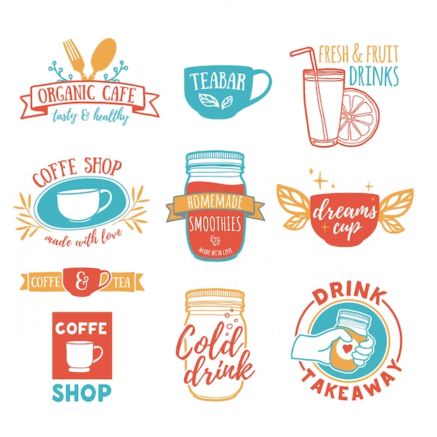Download Set retro vintage logos for coffee shop, tea bar. logo ...