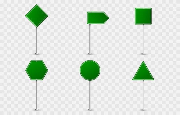 Premium Vector Set Of Road Signs Road Signs Green Flags Road