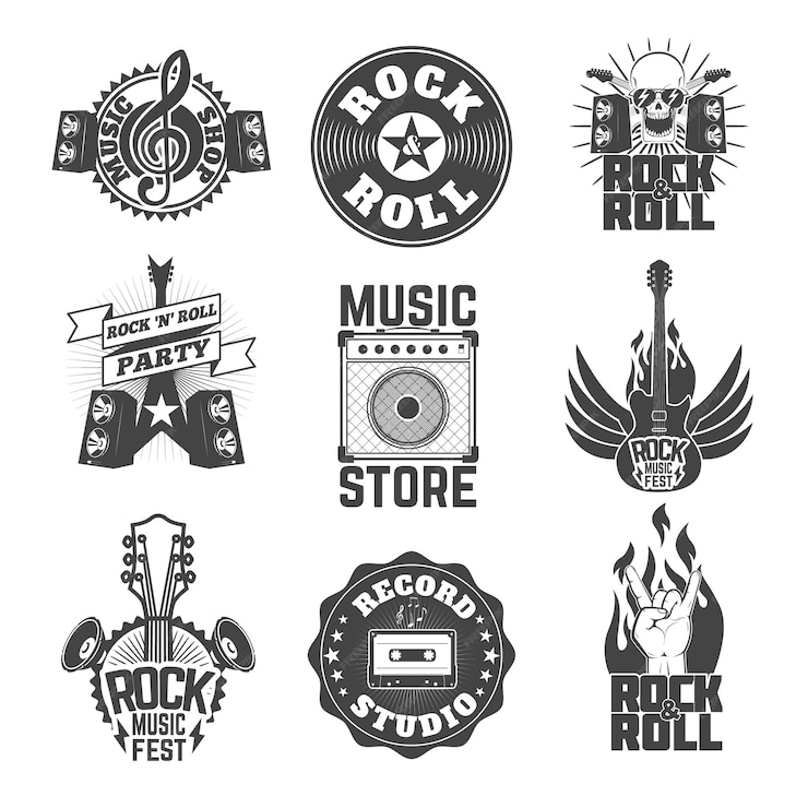 Premium Vector | Set of rock music labels