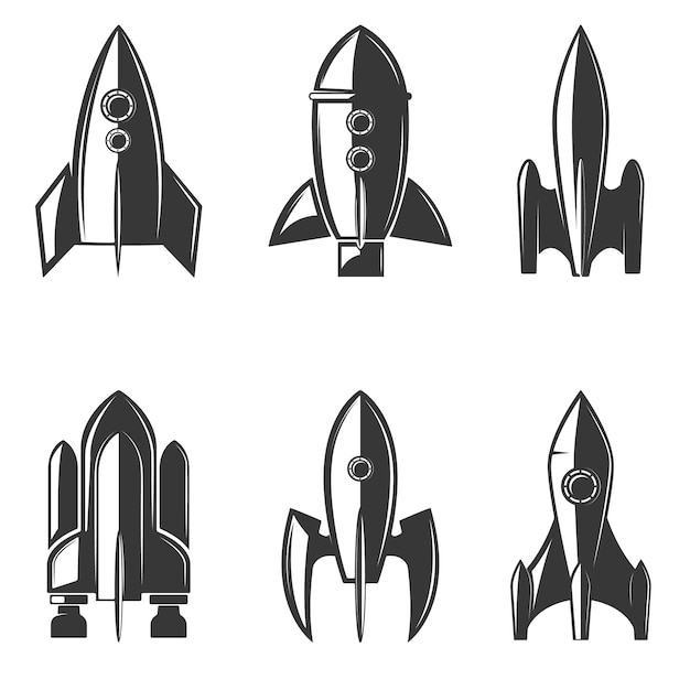 Premium Vector | Set of the rockets icons.