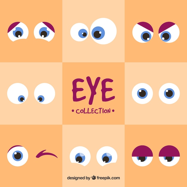 Free Vector | Set of round cartoon eyes