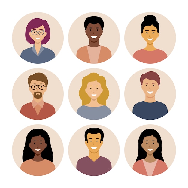 Premium Vector Set Of Round Flat Icons With People Different Nationalities