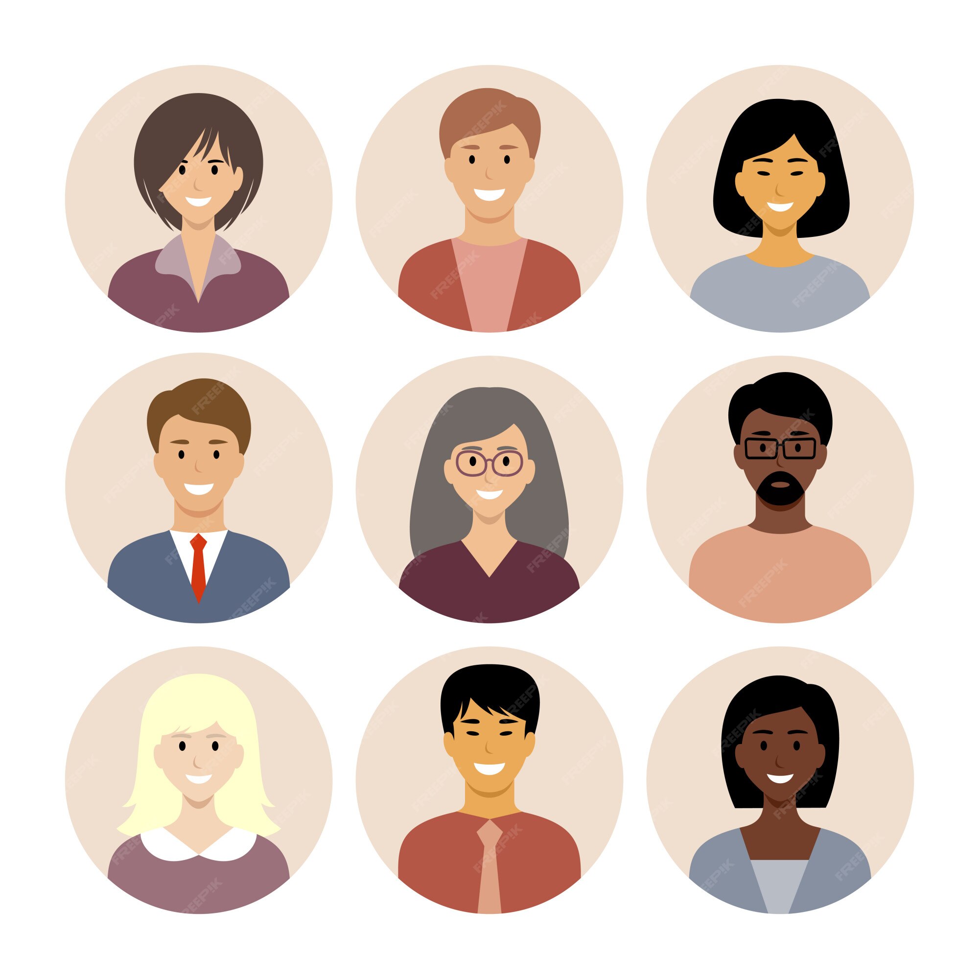 Premium Vector | Set of round flat icons with people. different ...