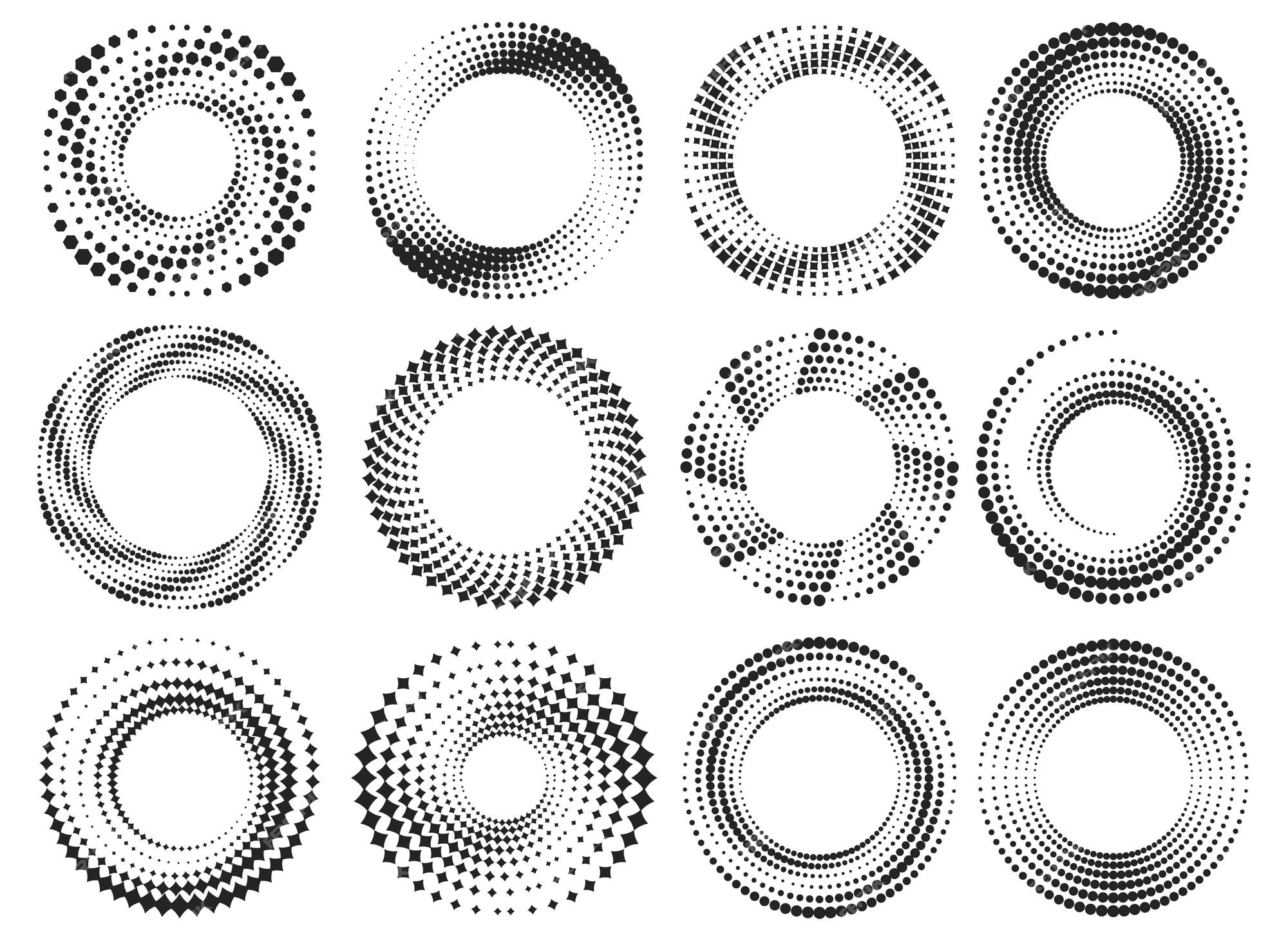 Premium Vector | Set of round halftone frames. circle dotted form ...