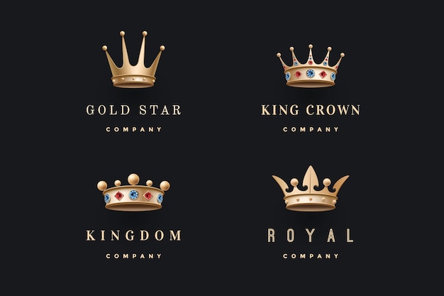 Premium Vector | Set of royal gold crowns icons. isolated luxury emblem ...