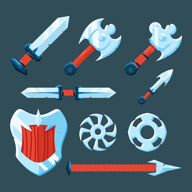 Download Set of rpg game weapon | Premium Vector