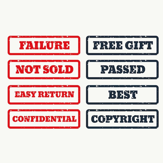 Set of rubber stamps with various texts Free Vector
