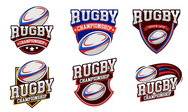 Premium Vector Set Rugby Logo Badge Design Emblem