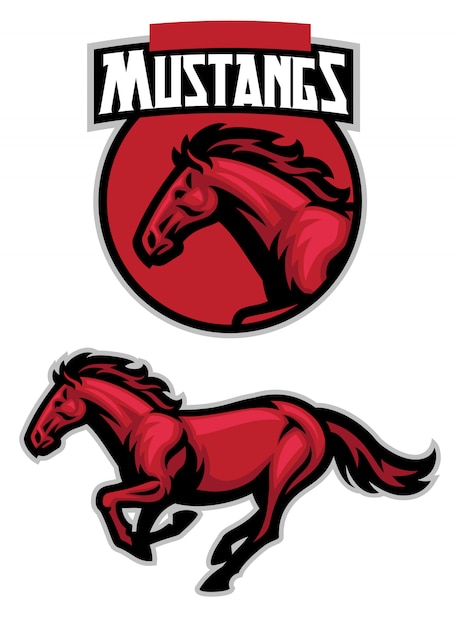 Set of running mustang horse | Premium Vector