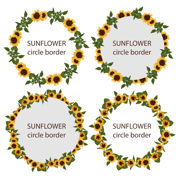 Premium Vector Set Of Rustic Sunflower Circle Border