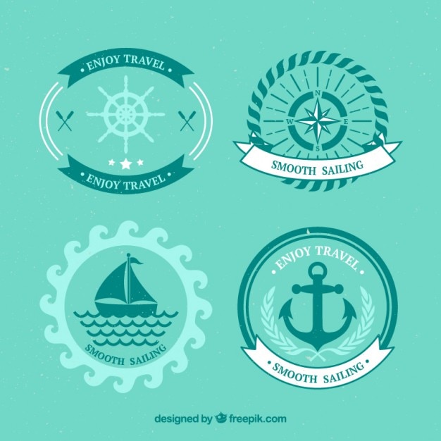 Free Vector | Set of sailing badges in flat design
