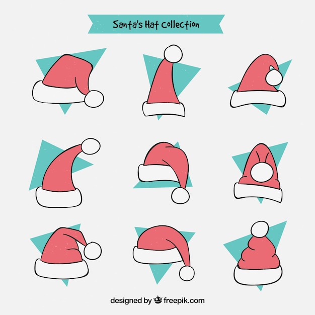 Download Set of santa claus hats | Free Vector