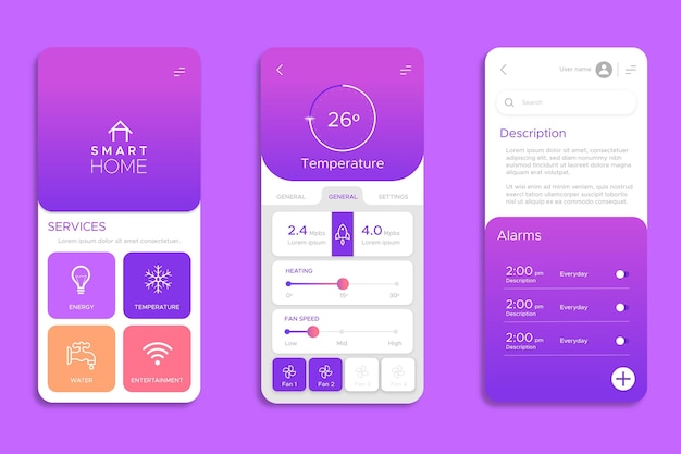 Premium Vector | Set of screens for smart home app