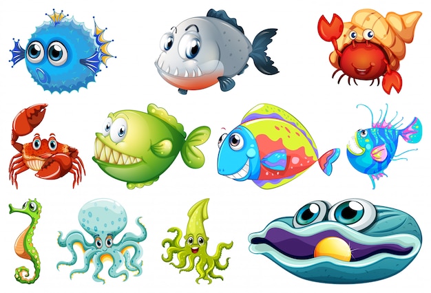 Free Vector | Set of sea creatures