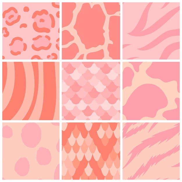 Set of seamless animal print pattern vectors Free Vector