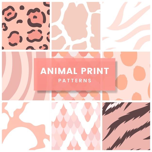 Set of seamless animal print pattern vectors Free Vector