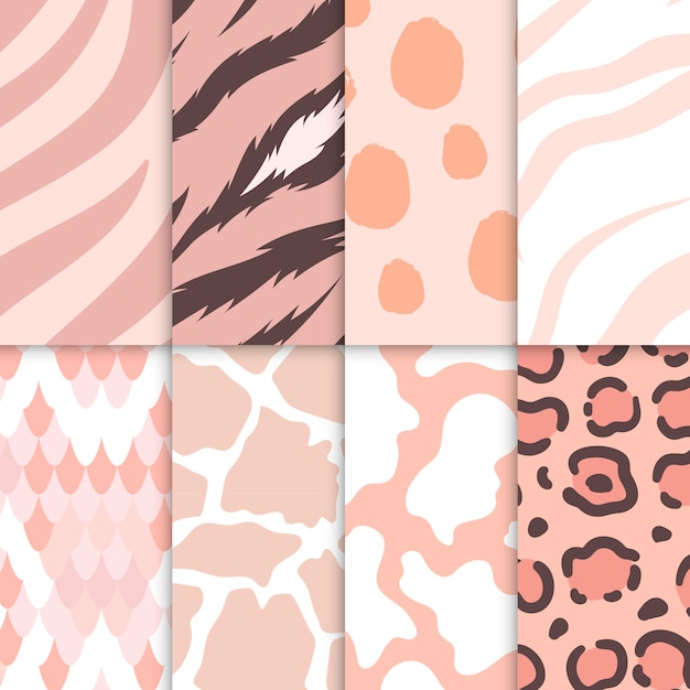 Free Vector | Set of seamless animal print pattern vectors