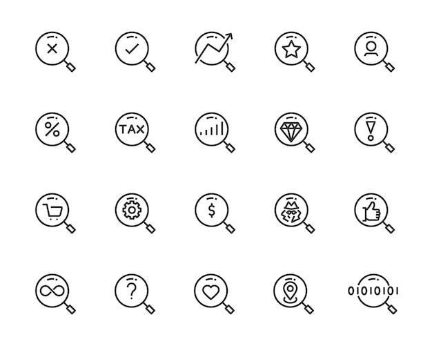 Download Free Set Of Search Icons Such As Zoom Find Check Aim Target Discovery Premium Vector Use our free logo maker to create a logo and build your brand. Put your logo on business cards, promotional products, or your website for brand visibility.