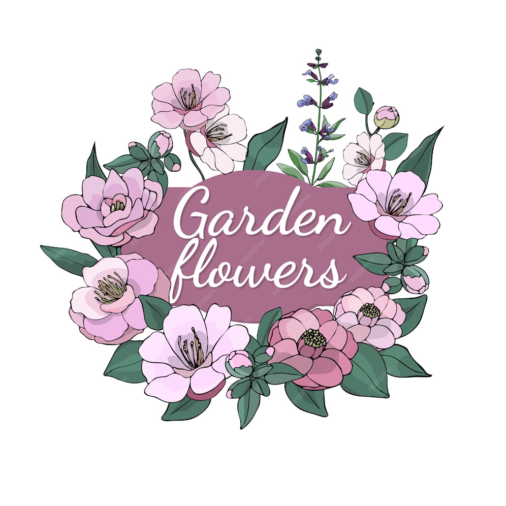 Premium Vector | Set of seasonal beautiful garden flowers.