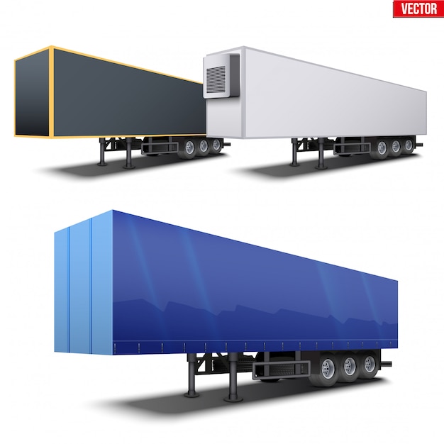 Set of semi trailers | Premium Vector