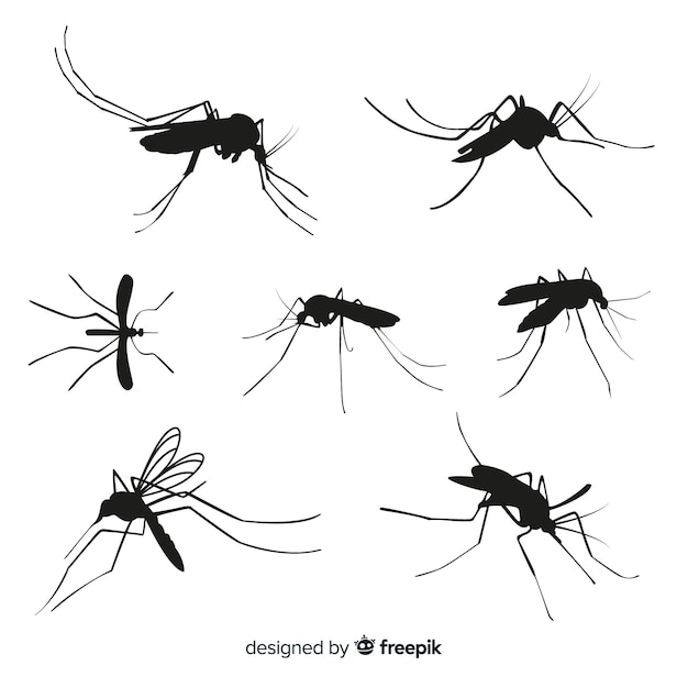 Free Vector | Set of seven mosquito silhouettes