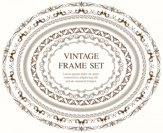 Set of seven oval vintage frames isolated on a plain ...