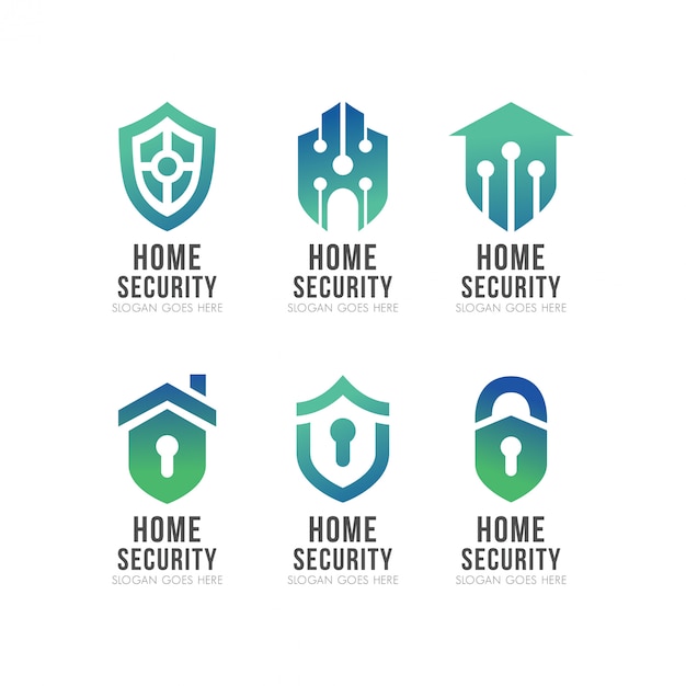 Set of shield smart home security logo Premium Vector