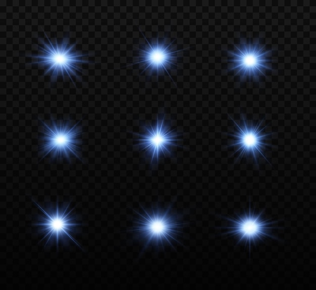 Premium Vector | Set of shining blue stars light effect bright star ...