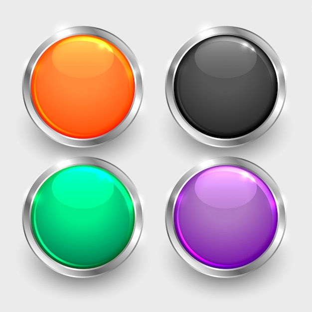 Download Set of shiny round glossy buttons Vector | Free Download