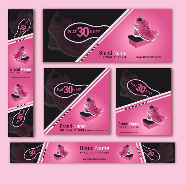 Premium Vector | Set of shoes banner