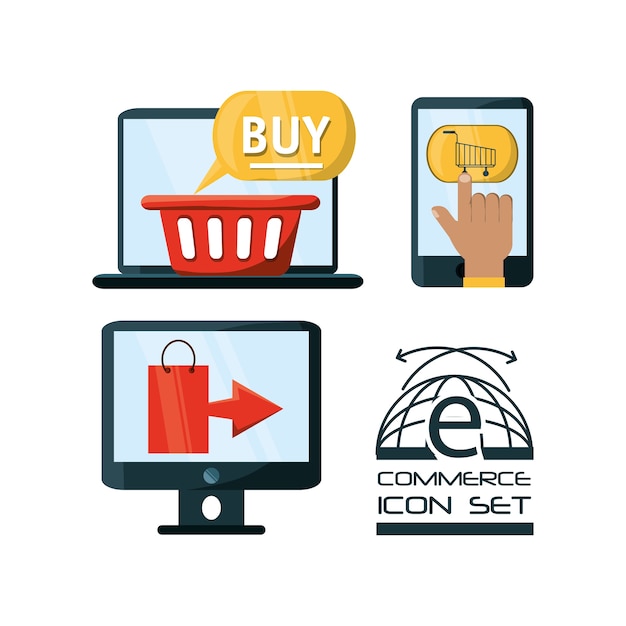 Download Free Set Shopping Online To Ecommerce Marketing Strategy Premium Vector Use our free logo maker to create a logo and build your brand. Put your logo on business cards, promotional products, or your website for brand visibility.