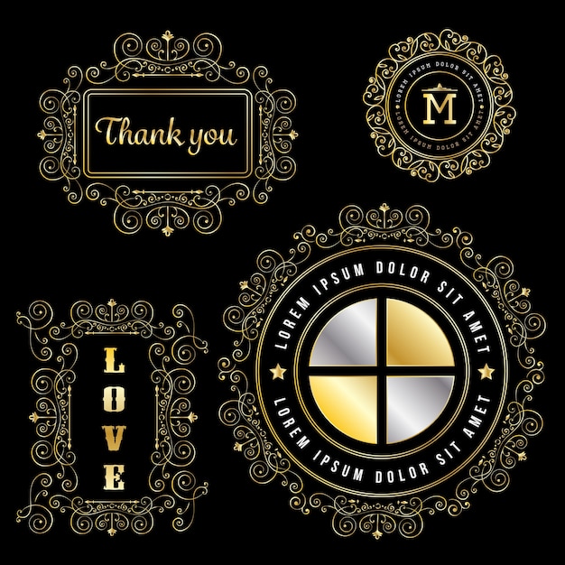 Set of simple and graceful monogram design templates Premium Vector