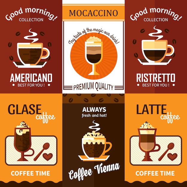 Download Set of six coffee banners | Free Vector