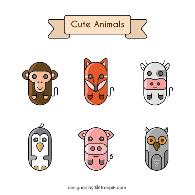 Download Free Vector | Set of six geometric animals