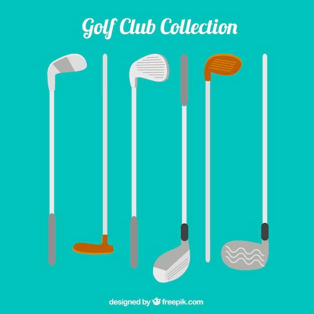 Download Free Vector | Set of six golf clubs