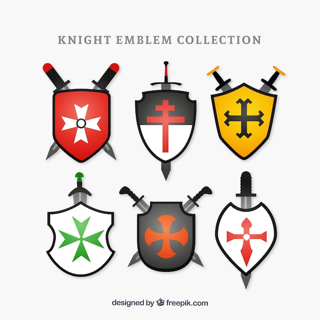 Set of six knight emblems Vector | Free Download