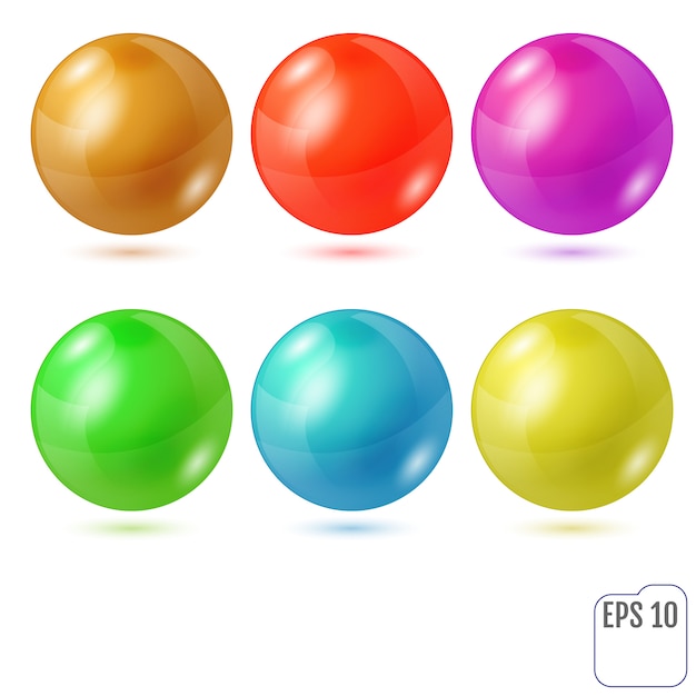 Premium Vector | Set of six multicolored realistic colored spheres