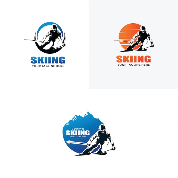 Premium Vector | Set of skiing logo design templates