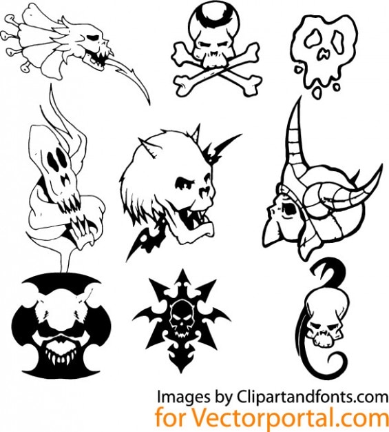 Set of skull images vector clip art Vector | Free Download