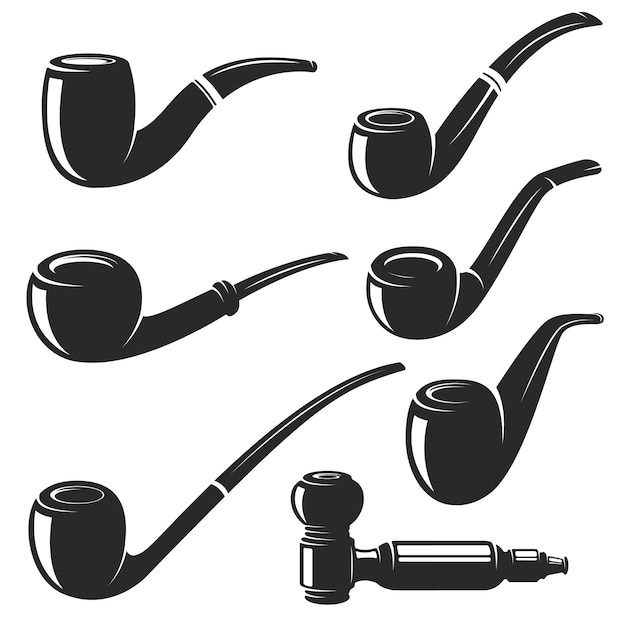 Premium Vector | Set of the smoking pipes