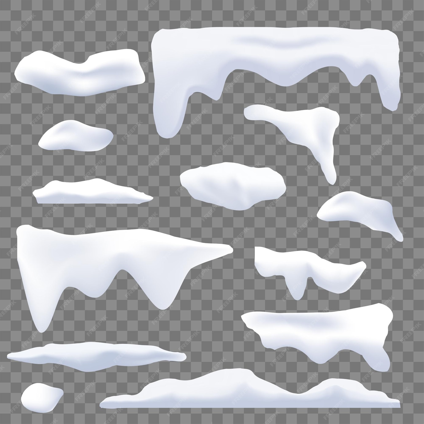 Premium Vector | Set of snow caps, snowballs and snowdrifts. vector