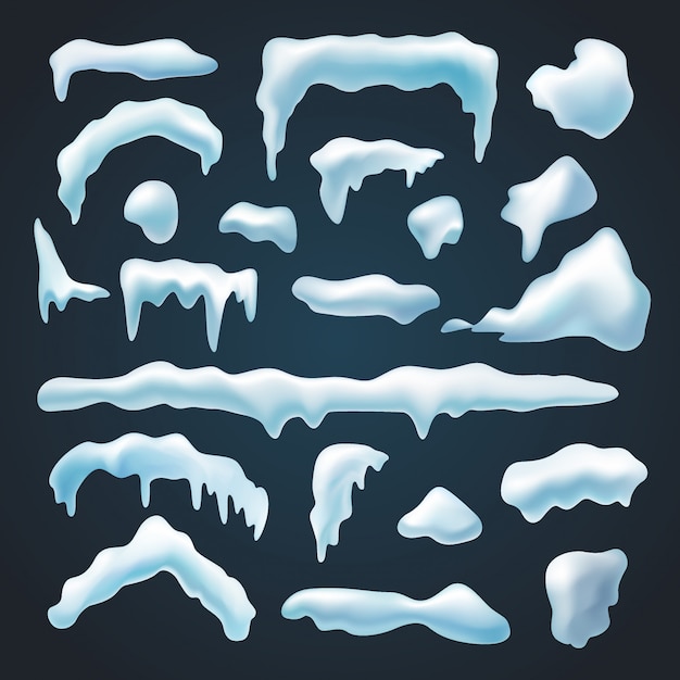 Premium Vector | Set of snow caps