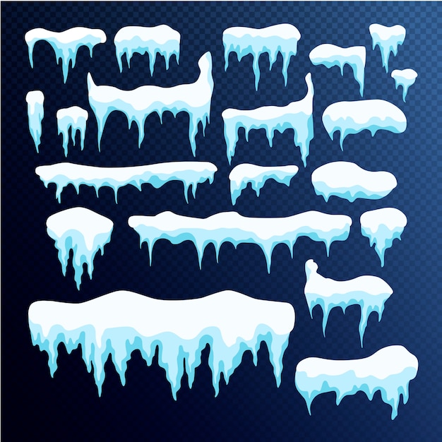 Download Set of snow icicles, snow cap isolated. snowy elements on ...