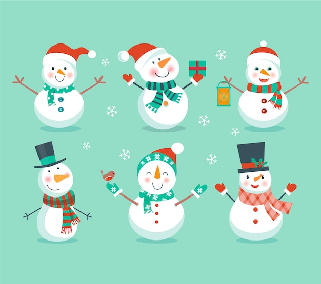 Premium Vector | Set of snowmen